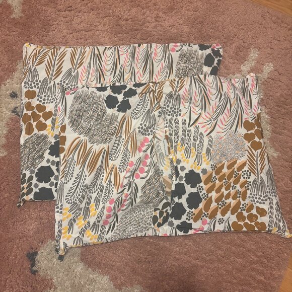 Set of 2 Marimekko Pieni Letto Modern Natural Standard Sham Pillowcases Cotton - Picture 2 of 5